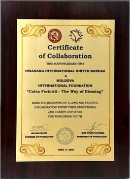 Award or certificate of recognition received by Hwarang Youth Foundation